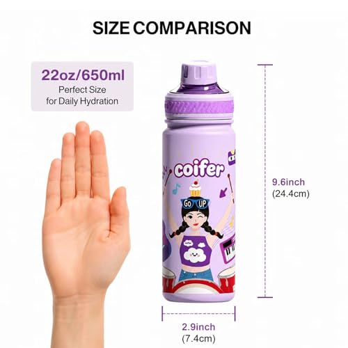 Coifer 22 oz Insulated Water Bottle with Handle - image 3