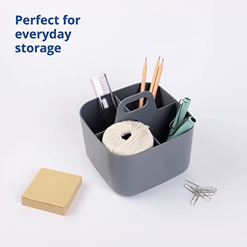 BLUE GINKGO Stackable Organizer Caddy - Korean-Made Portable Tote for Bathroom Office, Crafts, or School Supplies (Square, Grey) - Image 3