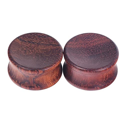 KnSam Piercing Plug 2PCS en Bois Marron 14mm, Écarteur Oreille Unisexe 9/16 inch Fantaisie