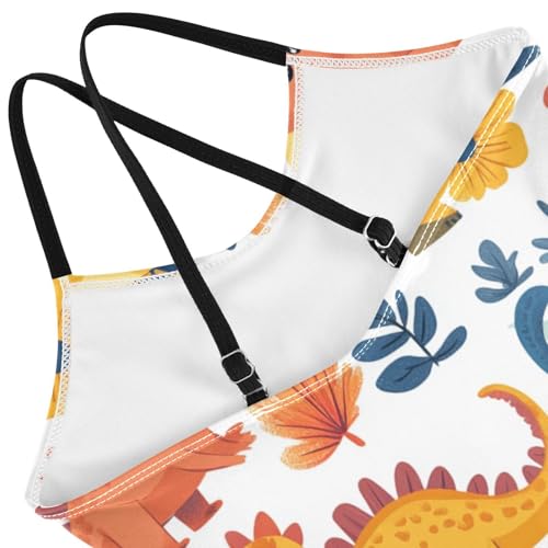 Pigsaly Girls One Piece Swimsuits Cute Dinosaurs Aniamls Kids Cross Back Swimwear Toddler Beach Sport Bathing Suit 3T4