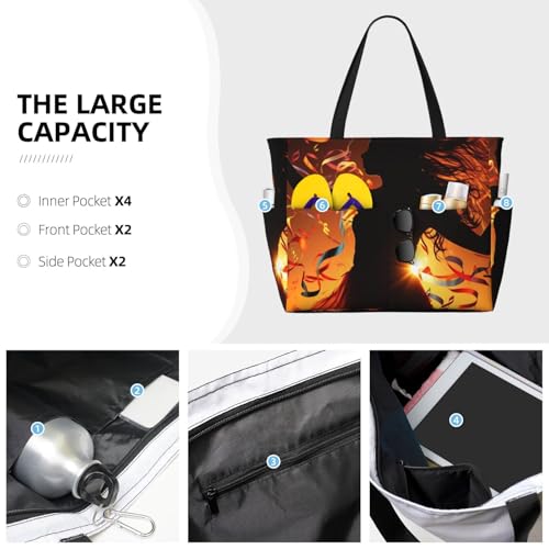 Beach Bags For Women Large Waterproof Sandproof Beach Tote Bag Lightweight Zipper Carry On Bag Dance Music Pool Bag For Gym Travel Vocation3