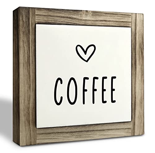Coffee Sign, Rustic Coffee Bar Décor, Wood Plaque Sign, Farmhouse Home Office Kitchen Desk Decoration, Wood Desk Decorative Sign, Coffees Shelf Decoration