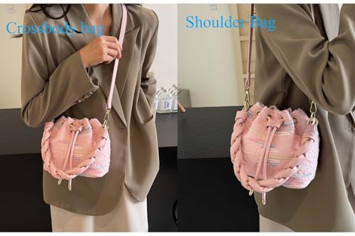 Image of Small Bucket Bags for Women, Mini Crossbody Tote Bag with Detachable Shoulder Strap, Girls Top Handle Handbag