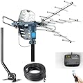 PBD Digital Outdoor TV Antenna, 150 Miles Range, 360° Rotating Directional Motor with Remote Control, Dual TV Support, Mounting Pole, 40FT RG6 Cable, UHF/VHF Reception