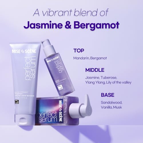 Image of Mise En Scene Magic Straight Perfect Serum - Anti Frizz Hair Straightening Serum with heat protectant for straightener, hair tamer oil, Coconut Oil for Smooth, Silky, and Shiny Hair, 2.71 Fl Oz