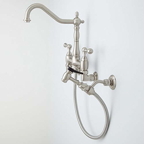 Signature Hardware 394348 Felicity Wall Mount Kitchen Faucet With Side Spray #TOP2