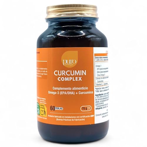 Puro Omega Curcumin Complex 60 Perlas de 1650mg - Suplemento de Omega-3 (EPA y DHA) con Cúrcuma y Aceite de Pescado - Contribuye al Fortalecimiento del Sistema Inmunitario