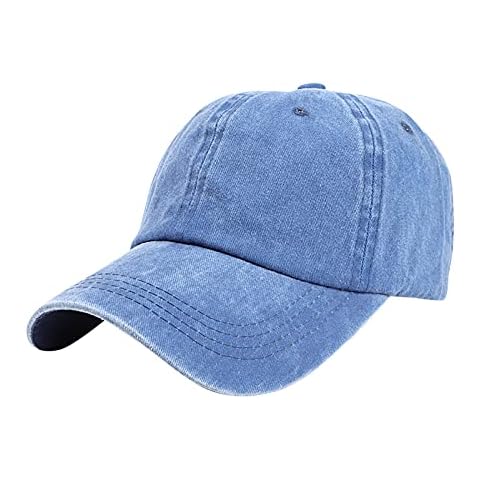Women and Men Fashion Cool Casual Hats Outdoor Peaked Cap Baseball Cap Sun Hats Baseball Caps Unisex Washable Baseball Cap Distressed Denim Soft Top Curved Brim Cap (One Size) Dark Blue Cover