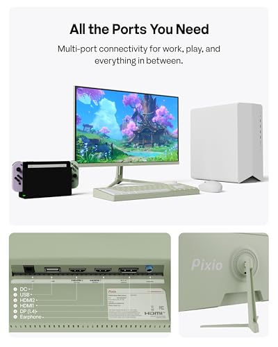 Image of Pixio PX279 Wave Mint Green 27 inch 240Hz 1080p Fast IPS Panel 1ms GTG Adaptive Sync Gaming Monitor with Mint Green HDMI 2.1 Cable Certified Ultra High Speed 6FT 8K 60Hz 4K 120Hz Nylon Braided
