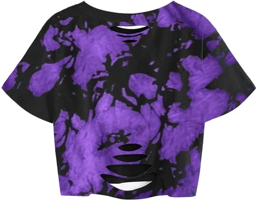 Image of Avanova Women Skull Finger Graphic Distressed Tee Shirt Ripped Short Sleeve Crop Tops