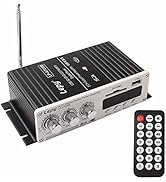 OBEST bluetooth5.0 パワーアンプ コンパクトオーディオアンプ Hi-Fiステレオアンプ USB/SDカード再生可能 デジタルディスプレーデ　リモコン付き　12V対応　LP-A7USB