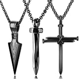 Black Arrow Pendant Necklace Arrowhead Pendant Necklace Spear Point Pendant Necklace Nail Cross Pend