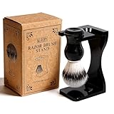 Keropy 2-in-1 Shaving Brush and Razor Stand, Black Acrylic Durable Razor Holder, One-Piece Shave Brush Stand, Safety Razor Stand for Men, Universal Bathroom Storage Organizer, Grooming Gift for Men