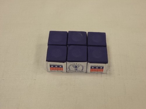 Silver Cup Set of 6 Purple Billiard Pool Cue Chalk