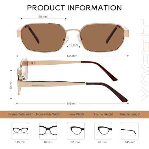 YOGFIT Trendy Polarized Sunglasses for Women Men, Retro Square Hexagonal UV400 protection sunglasses2