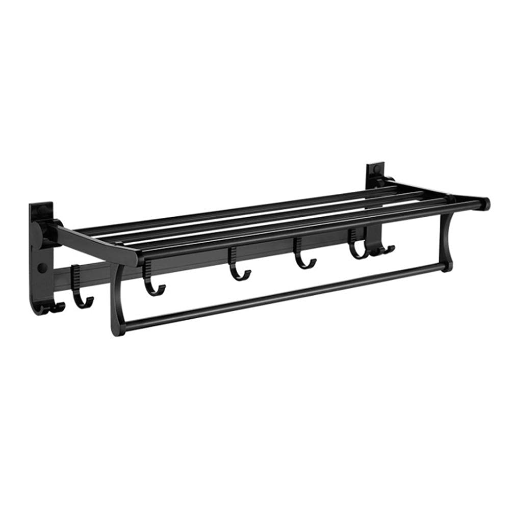 Porte-serviettes pliant noir ICOBES étagère murale pour douche sans percer