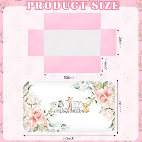 Image of Hahafelt 3 Pcs Baby Crib Bedding Set Safari Animals Dinosaurs Bear Woodland Animals Jungle Crib Set Includes Quilt, Fitted Sheet, Skirt for Baby Boy Girl(Pink,Safari)