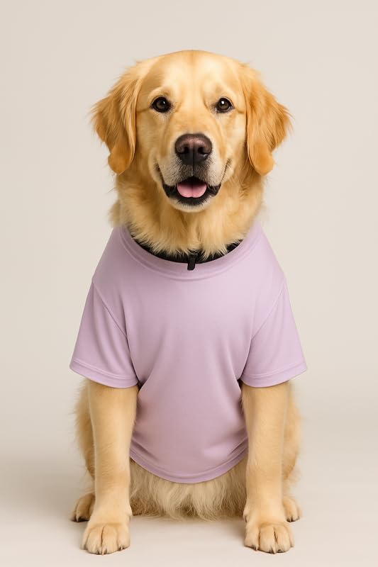 Image of Thunder Tails Adjustable Cotton Dog T-Shirt for Shitzu & French Bulldog | Comfortable Soft Fabric Pet Apparel for Small Dogs & Puppies | Easy to Wear Everyday Outfit (Lilac, XL)