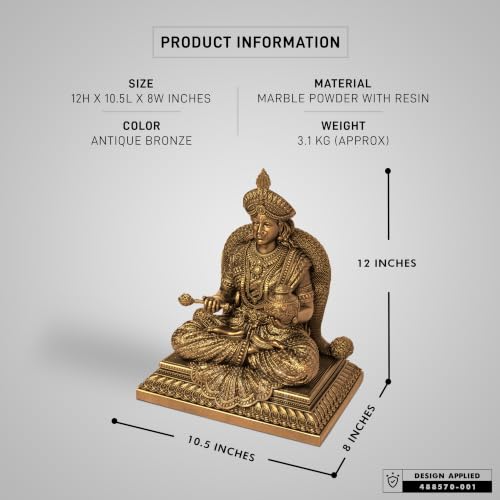 Image of SILAII Goddess Annapoorani Sculpture | 12 Inch Antique Bronze Finish | Annapurna Devi Idol for Home Temple, Pooja Room & Spiritual Decor