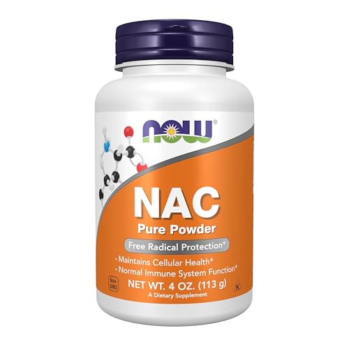 Now Supplements NAC (N-Acetyl Cysteine) 600 mg Pure Powder Free Radical Protection* Cellular Health* Immune System Function* 4-Ounce (113 g)