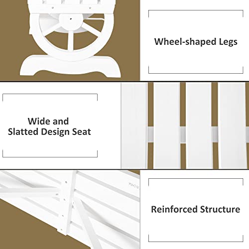 Outsunny 2-Person Garden Bench Outdoor Wagon Wheel Porch Bench For Backyard, Patio, Garden White #TOP3