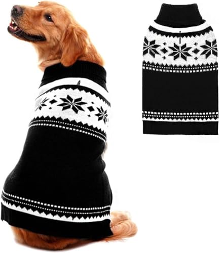 Image of Mihachi Dog Sweater - Winter Coat Apparel Clothes with Colorful Stripes for Cold Weather, Black ML