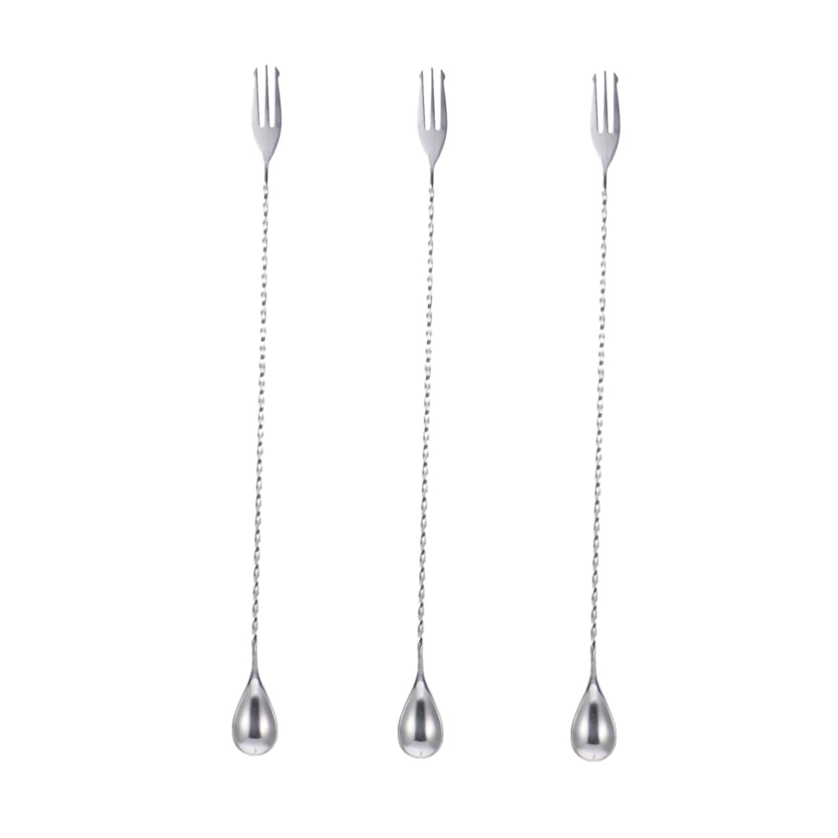 6 Piezas Cucharas Para Cucharas Mezcladoras De Mango Largo Cuchara De Coctel De Bar Cuchara De Acero Inoxidable Silver Cabilock