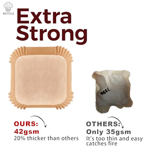 Large Air Fryer Disposable Paper Liners Square 9 Inch, 125 Pcs Parchment paper liner for 5-8QT Air fryer, Oil-proof, Water-proof, Parchment Baking Paper for Baking Roasting Microwave