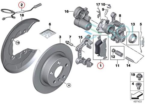 HAPAD リア ブレーキパッド + ブレーキパッドセンサー F44 F45 F46 BMW用 互換品 34216859917 34