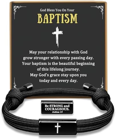 PEALICIOUS Baptism Gifts for Boys, Christian Graduation Gifts Religious Cross Bracelet as Christening Gifts for Men Baptism Decorations for Son Grandson Nephew Recuerdos De Bautizo Para Niño