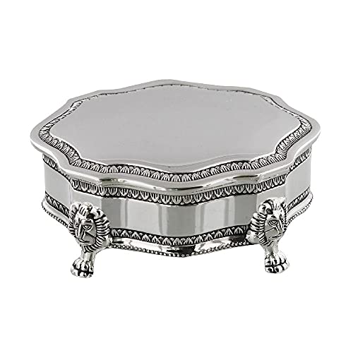 Personalised Silver-Plated Scalloped Edge Trinket Jewellery Box – Engraved Keepsake Gift for Her, Custom Engraving for Birthday, Anniversary, Wedding or Mother’s Day