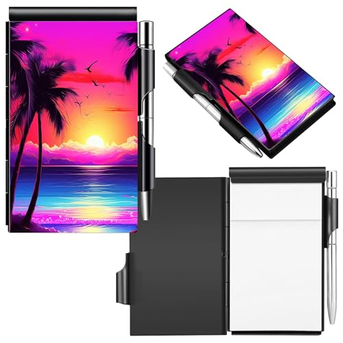 Porte-bloc métallique flip et mini notepad rechargeable avec stylo pour notes de poche