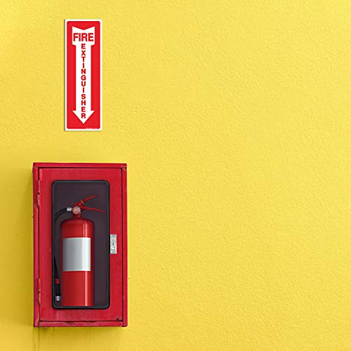 (6 Pack) Fire Extinguisher Sign, Safety Sticker Signs, 4x12 Inches, 6 Mil Vinyl Self Adhesive Durable Decal Stickers, Long Lasting, Weatherproof and UV Protected, Ideal for Home, Office or Boat