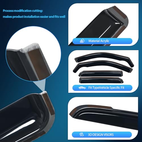 Image of Nilight Window Visors for Dodge Durango 2011-2026, in-Channel, 4PCS | Durable Acrylic Smoke Rain Guards Help Block Rain and Sun Glare While Supporting Fresh Air