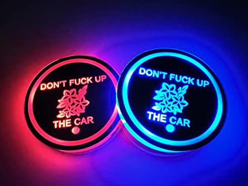 Newl 2 Pieces Car Cup Holder Led Lights With 7 Colors Usb Charging Mat Cup Pad Coaster Insert Led Interior Atmosphere Lamps (Don't Fuck Up The Car) #TOP1