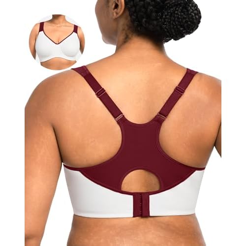 HSIA High Support Sports Bra for Women Full Coverage Unlined Large Bust Bra