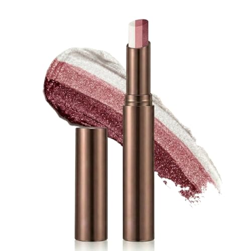 FYNLA Gradient Eyeshadow Stick 3-Color Shimmer Cream Eye Shadow Pen Easy Blend Waterproof Long Lasting Eye Makeup Stick Beginner Friendly Quick Eye Look (#02 Blush Rose)