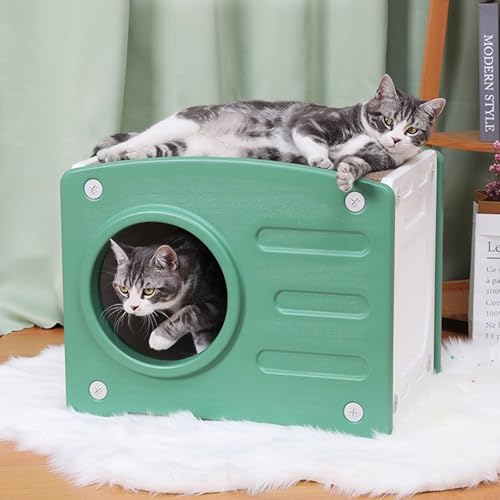 猫 ハウス 冬キャットハウス犬小屋 室内ペットハウス野外猫ハウス犬 ハウス外猫ハウス 屋外 防水猫 家猫の家猫?犬 家小型猫 (ピンク, M)