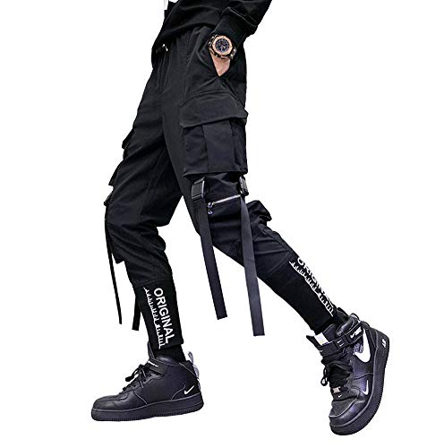 Astellarie Mens Fashion Casual Multi-Pockets Hip Hop Punk Jogger Cargo Pants