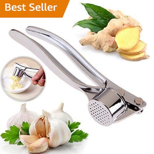 Image of Stainless Steel Garlic Crusher Presser Garlic Press Manual Portable Curved Garlic Ginger Press Crusher Steel Garlic Grinding Slicer Squeeze Mincer /Chopper for Kitchen (Only Garlic Use)