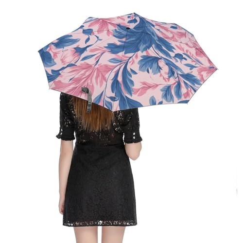 Parapluie pliant à motif toile de Jouy rose bleu imperméable et résistant - 5