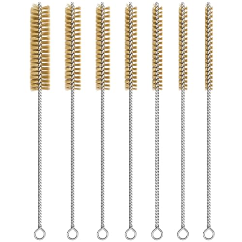 7pcs Brass Wire Brushes Set, 12 inch Pipe Cleaner Brush，Parts Cleaning Brush Bore Brushes for Tubes, Cylinders, Bottle, Auto Parts (6mm/8mm/10mm/12mm/15mm/18mm/20mm)