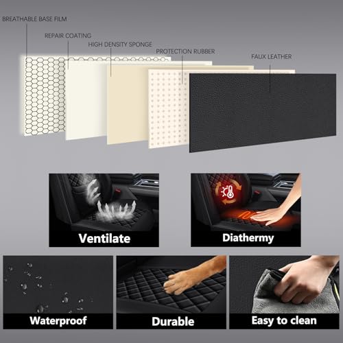 WENNFOUR Full Coverage Leather Car Seat Covers Front Pair,Waterproof Seat Covers for Cars,SUVs Trucks, Car Seat Cushion,Car Seat Protector with 2 Seats — view 6