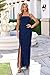 PRETTYGARDEN Women Bodycon Maxi Dress Mesh Ruffle Spaghetti Strap Square Neck Formal Cocktail Wedding Guest Spring Dresses(Navy,Small)
