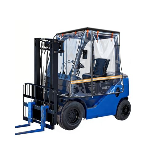 Upgraded Forklift Cover, Universal Waterproof Forklift Cover for Rain & Sun Protection – Up to 6000LB, Roll-Up Design, Ultra-Transparent EVA & Black Canopy