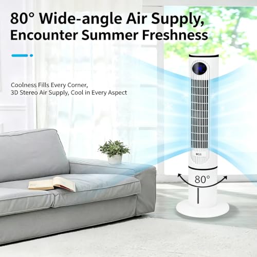 Enfriador de aire de 3 velocidades con oscilación de 80° y ventilador silencioso de torre 4