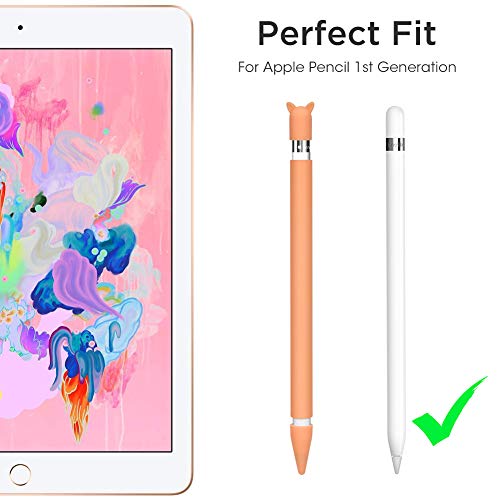 Silicone Case For Apple Pencil Holder Sleeve Skin Pocket Cover Accessories For Ipad Pro 9.7/10.5/12.9, Cute Soft Grip Pouch With Charging Cap Holder And 2 Protective Nib Covers (Orange) #TOP1