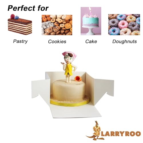LARRYROO Pack of 5 x White Square Cake Boxes - Perfect for Transporting your Cakes! (10 Inch) - Image 4