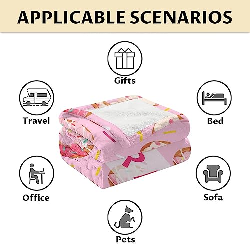 Girls Blanket - 40"x50" Cute Donut Throw Blanket Gifts for Kids & Adults - Personalized Pink Soft Fuzzy Doughnut Blanket for Couch & Living Room