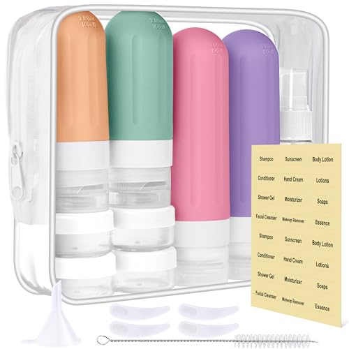Landisun Travel Toiletry Bottles 18-Pack – Leak-Proof Refillable TSA-Approved Travel